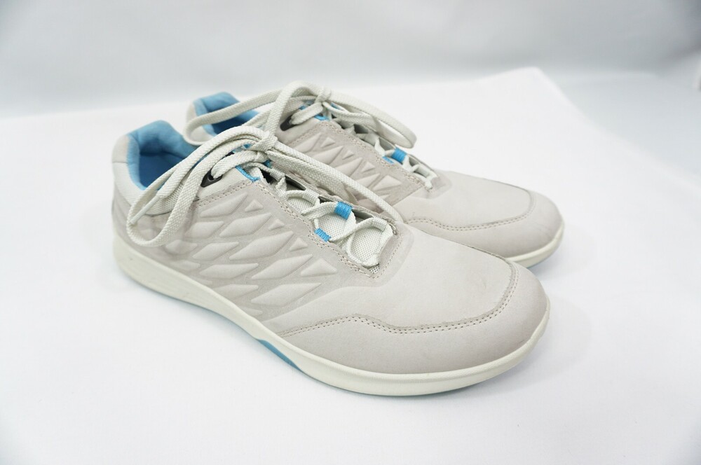 ECCO BIOM HYBRID 3 MEN 42/8 USED GREY QUILTED YAK LEATHER SPIKELESS GOLF SHOES